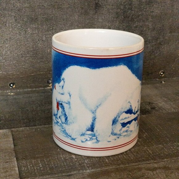VINTAGE COCA COLA 1996 POLAR BEAR PUSH COFFEE MUG RETRO CUP GRAPHIC TEA CERAMIC - Picture 3 of 6